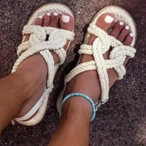 Salt and Umber SANSA - NATURAL Vegan Rope Nautical Knot Slingback US 9 / EU 40
